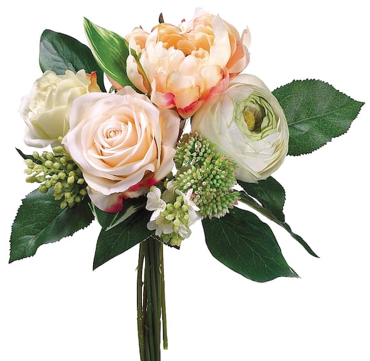 12 Pack: Peach &#x26; Green Peony, Rose &#x26; Lilac Bouquet